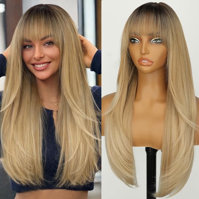 dark root honey blonde