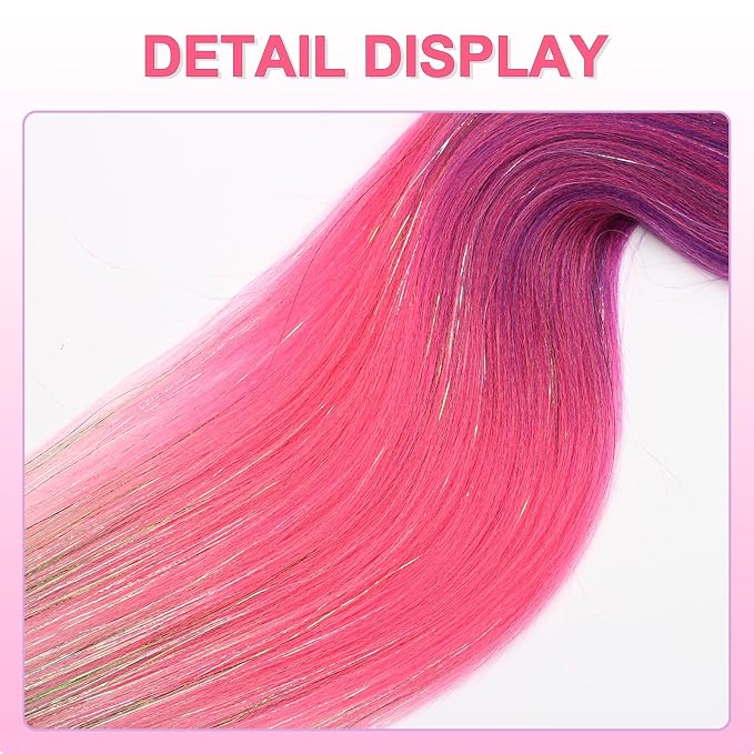 purple hot pink with tinsel