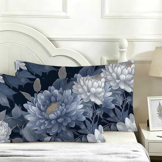 Blue Floral Peony Flowers