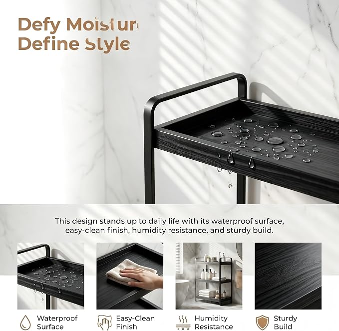 3-tier Black Wood Rack