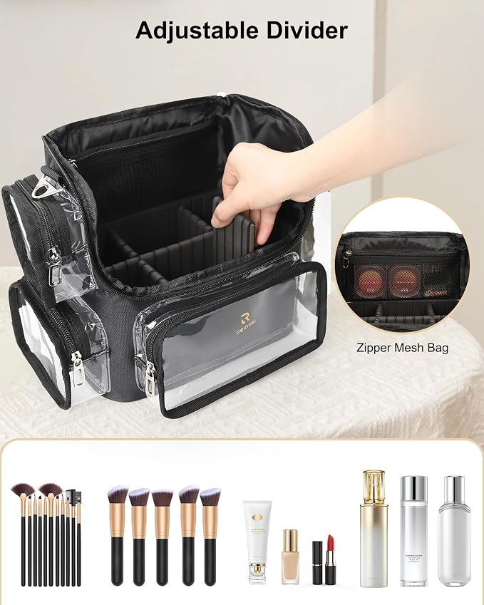 Black-Clear Makeup Brush Bag
