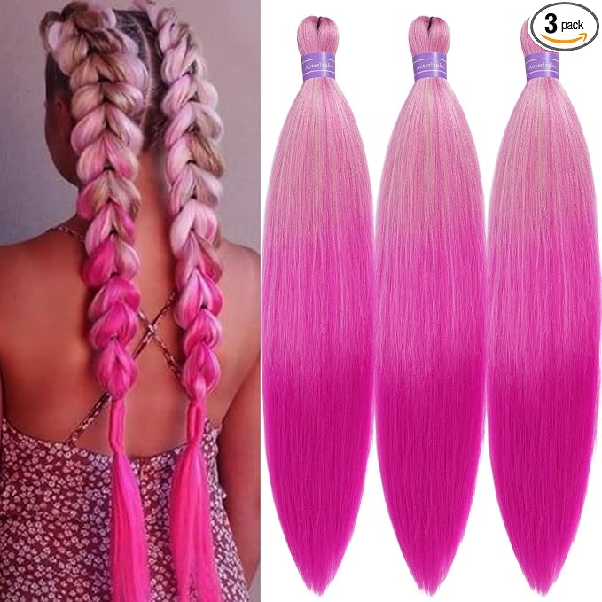 Blonde and Pink Braiding Hair Pre Stretched