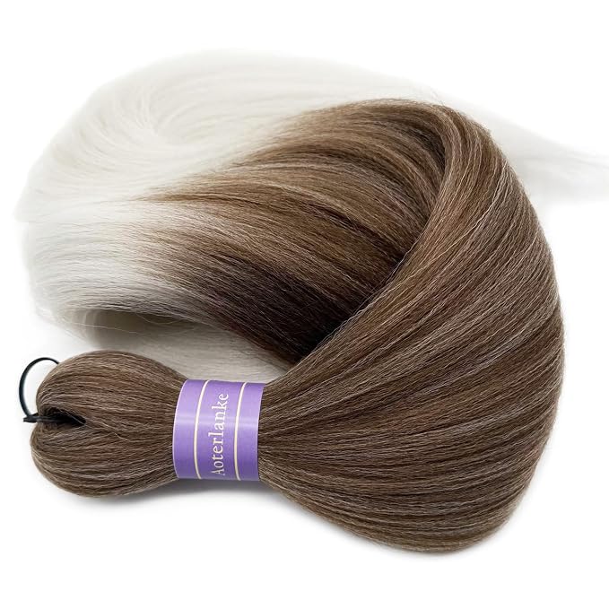 Brown and Grey Braiding Hair Pre Stretched