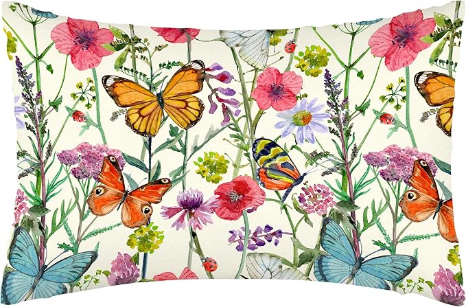Watercolor Flowers and Butterflies