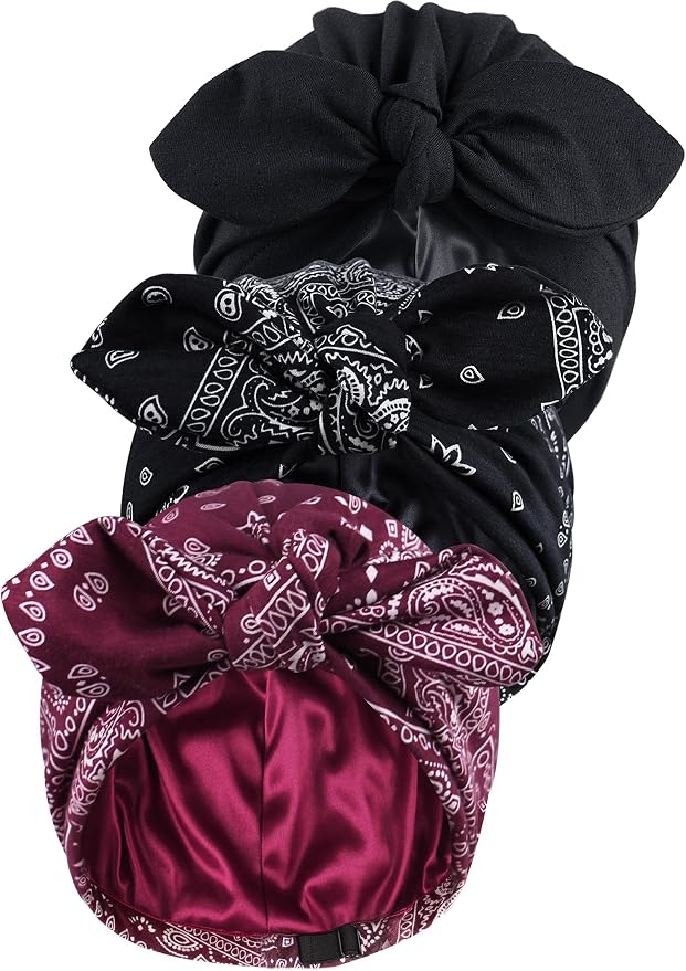 3pcs- Black, Paisley (Black + Burgundy)
