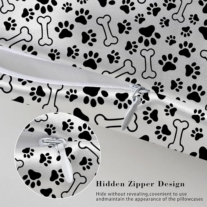 Black Paw Prints and Bones