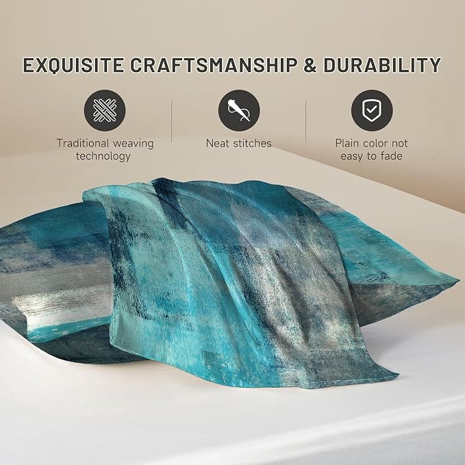 Turquoise and Grey Abstract Art