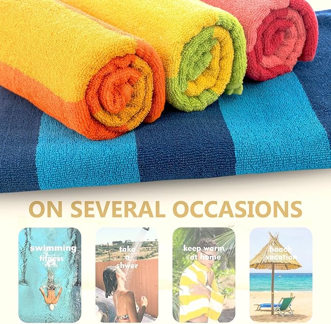 Malibu Beach Towels 4 Pieces - Orange, Blue, Pink, Green