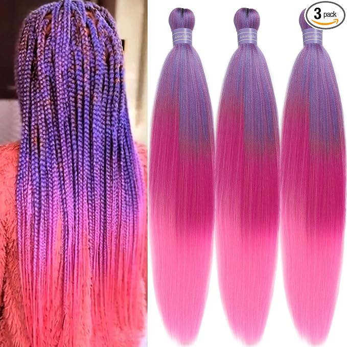 Blue and Pink Braiding Hair Pre Stretched