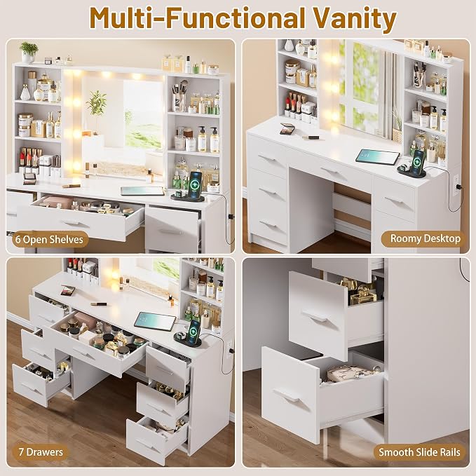 White With 7 Drawers & Shelves