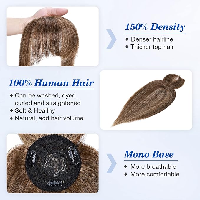 With bangs-Medium Brown&Dark Blonde #4P27