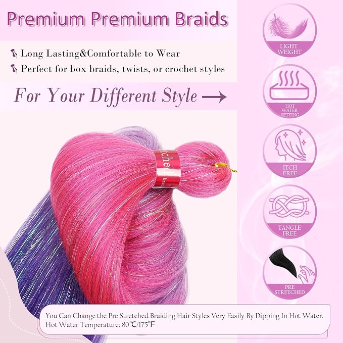 ombre hot pink-lavender-purple with tinsel
