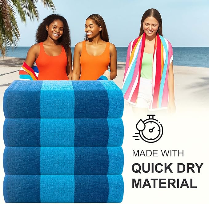 Malibu Beach Towels, 4 Pieces - Blue