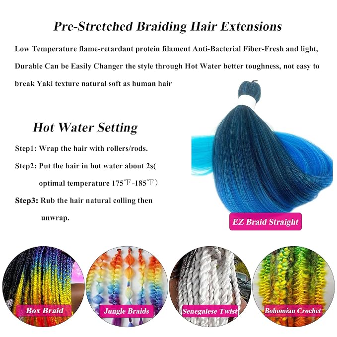 Blue Ombre Braiding Hair 3 Packs