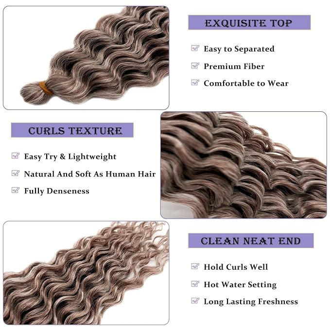 Mixed Ash Brown Braiding Hair with Boho Curls