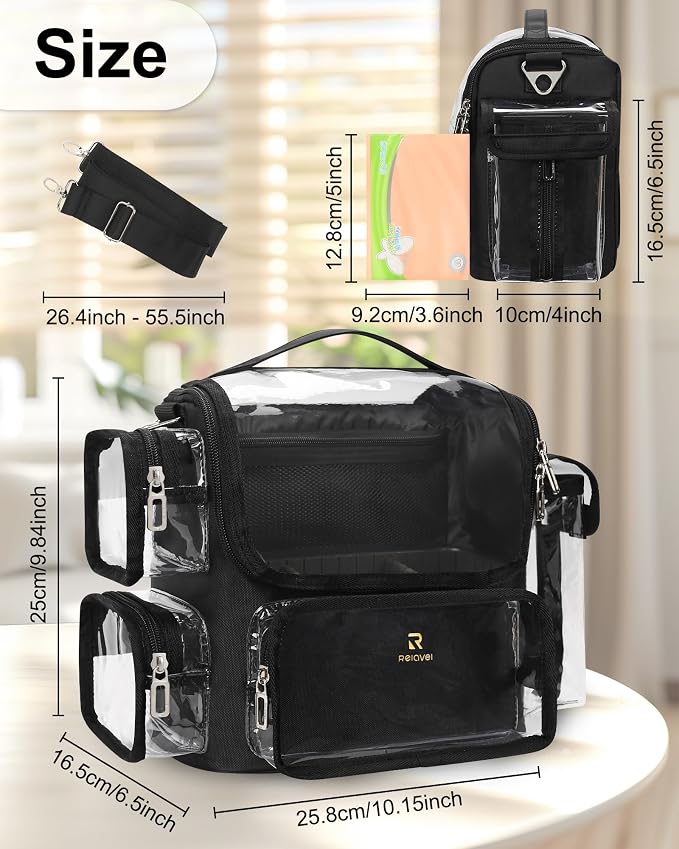 Black-Clear Makeup Brush Bag