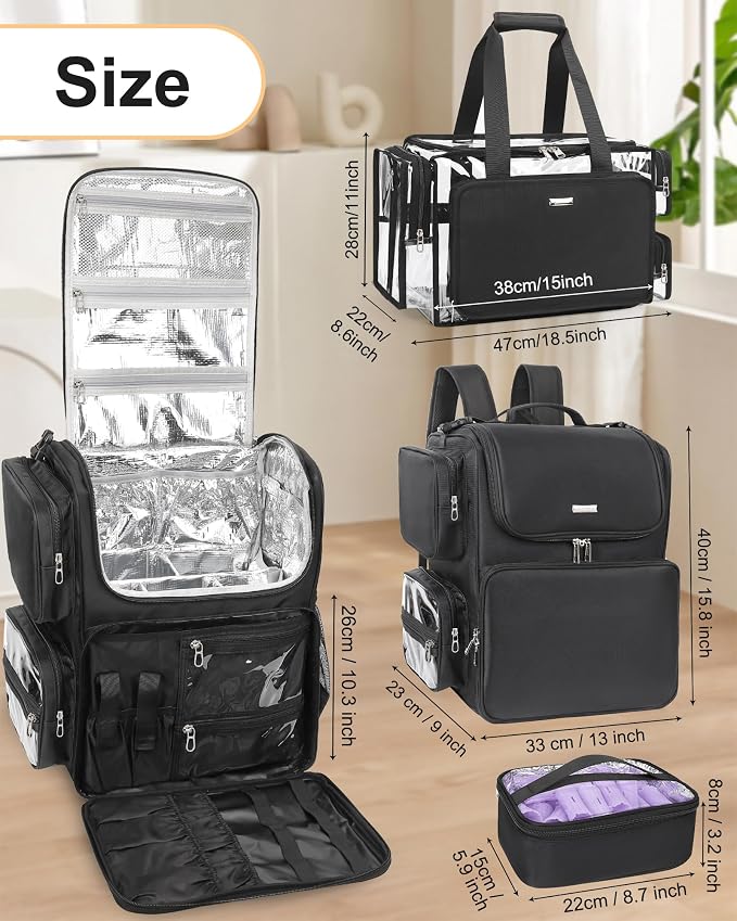 Black With large clear bag