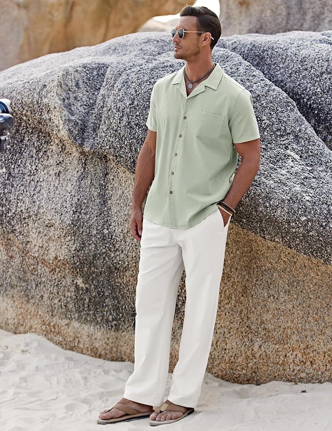 Sage Green Shirt/White Pants