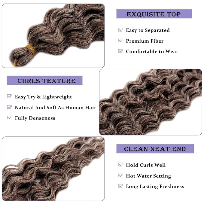 Mixed Dark Ash Brown Braiding Hair with Boho Curls