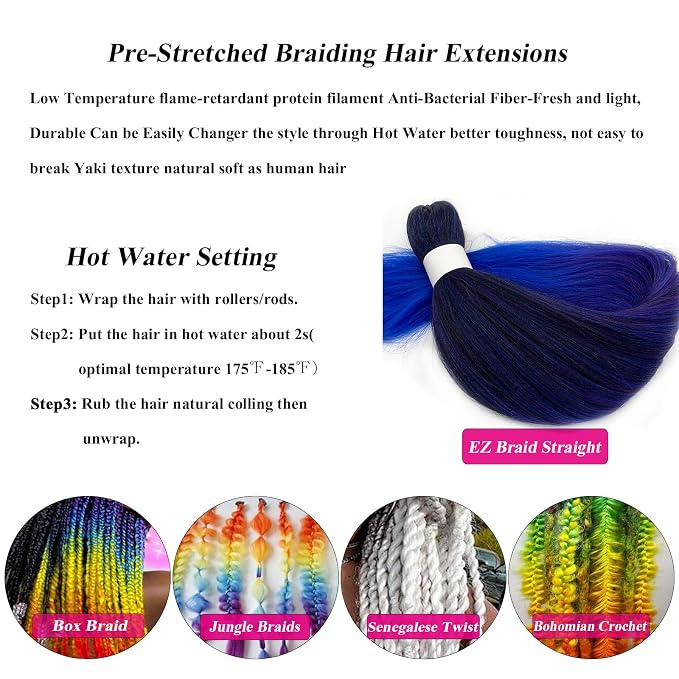 Mix Purple Blue Braiding Hair 3 Packs