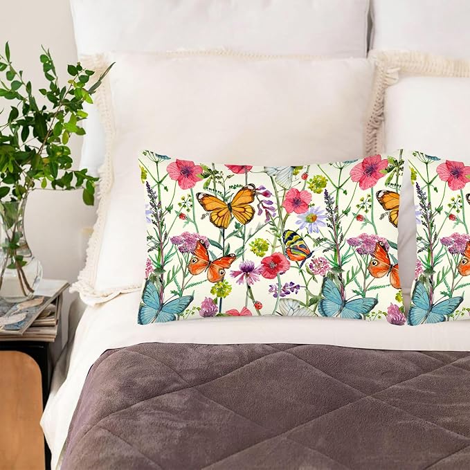 Watercolor Flowers and Butterflies