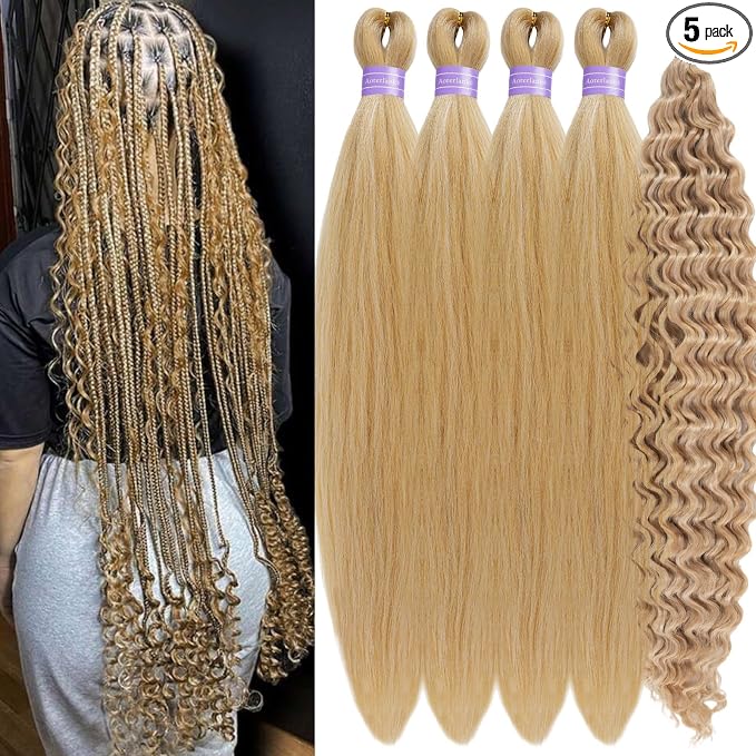 Mixed Golden Blonde Braiding Hair with Boho Curls