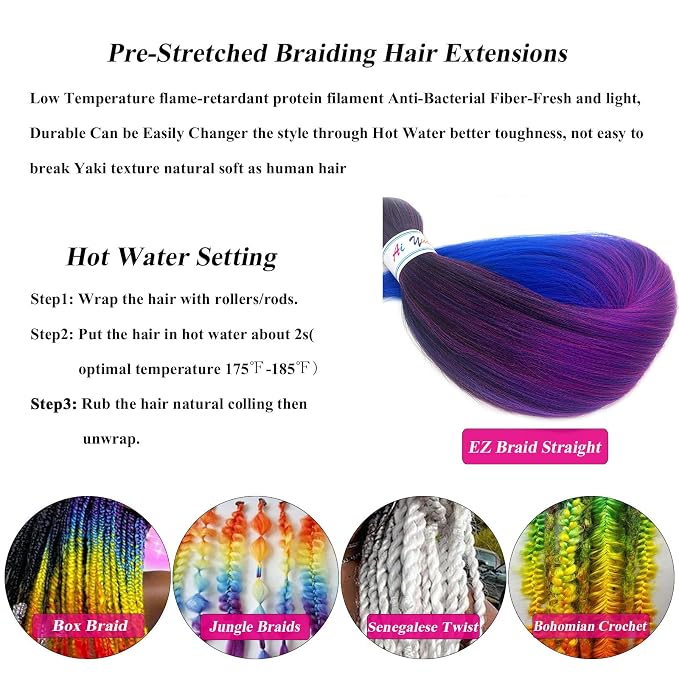 1b Pink Blue Ombre Braiding Hair 6 Packs