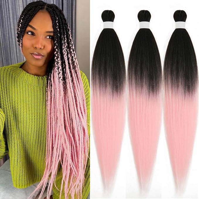 1B Peach Pink Ombre Braiding Hair 3 Packs
