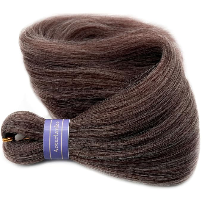 Mixed Dark Ash Brown Braiding Hair Pre Stretched