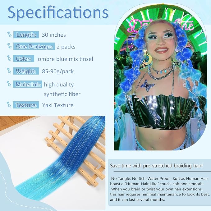 ombre blue mix tinsel