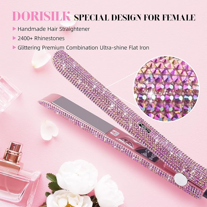 Rose Pink Rhinestone Straightener