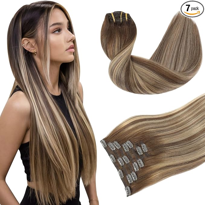 1-#4/27/4 Balayage Chocolate Brown Ombre Caramel Brown