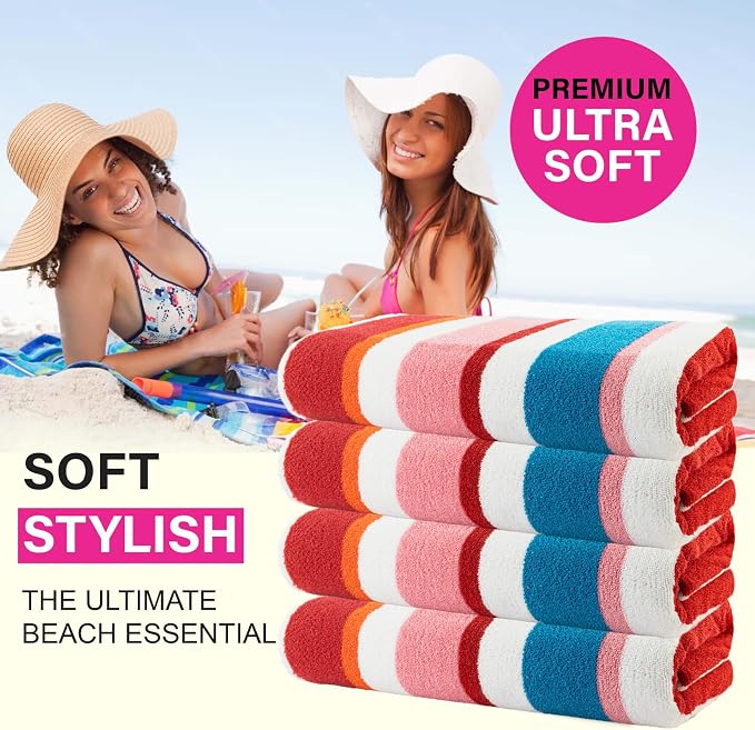 Bora Bora Beach Towel, 4 Pieces - Pink