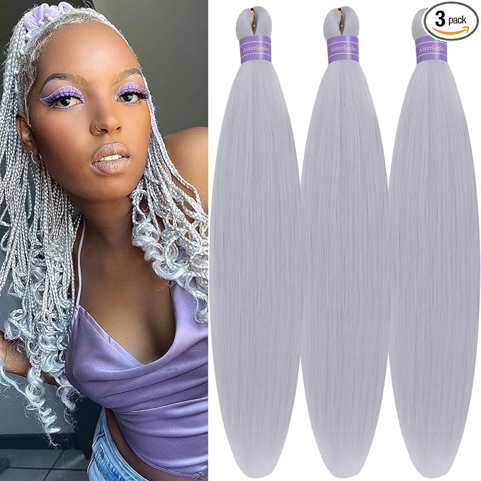 Silver Braiding Hair Pre Stretched