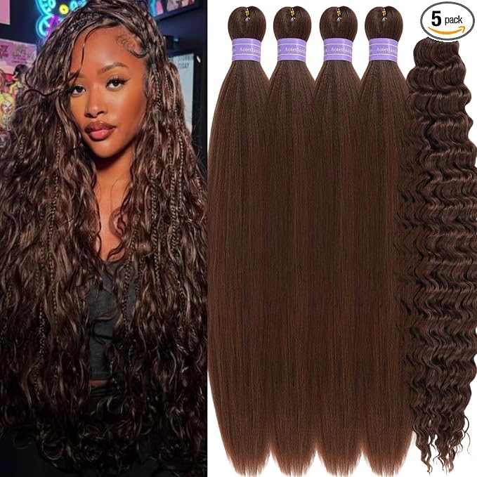 Mixed Brown Braiding Hair with Boho Curls