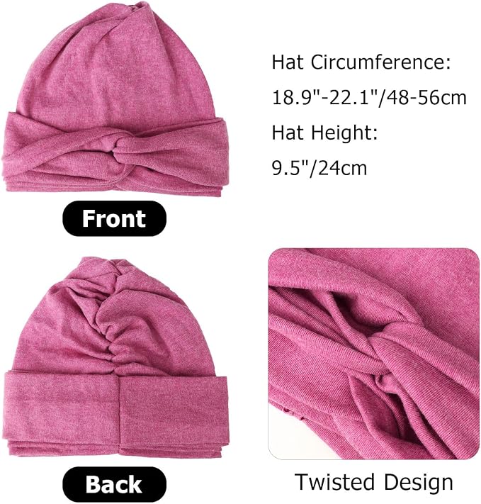 5 Pcs Cross Knotted Turban Hat: Solid Color C