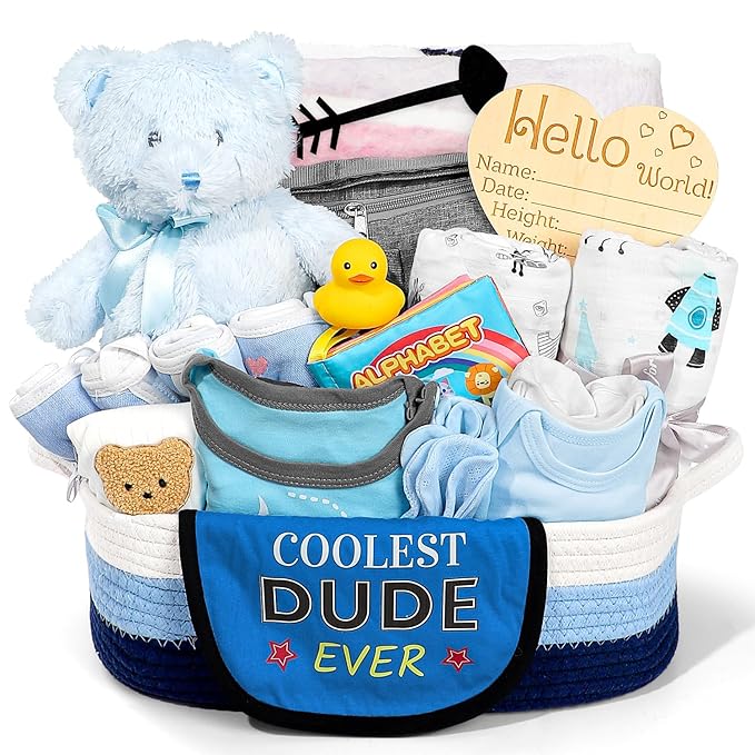 Bear Baby Gift Basket Blue