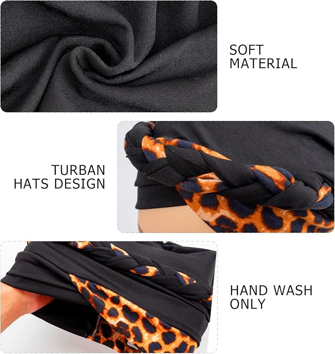 2 Pack Twisted Braid: Black (Leopard/Pearls )