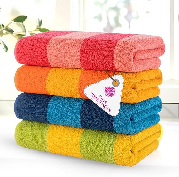 Malibu Beach Towels 4 Pieces - Orange, Blue, Pink, Green