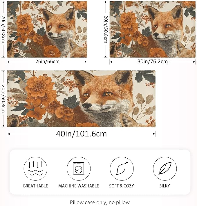 Foxes Autumnal Flowers Beige