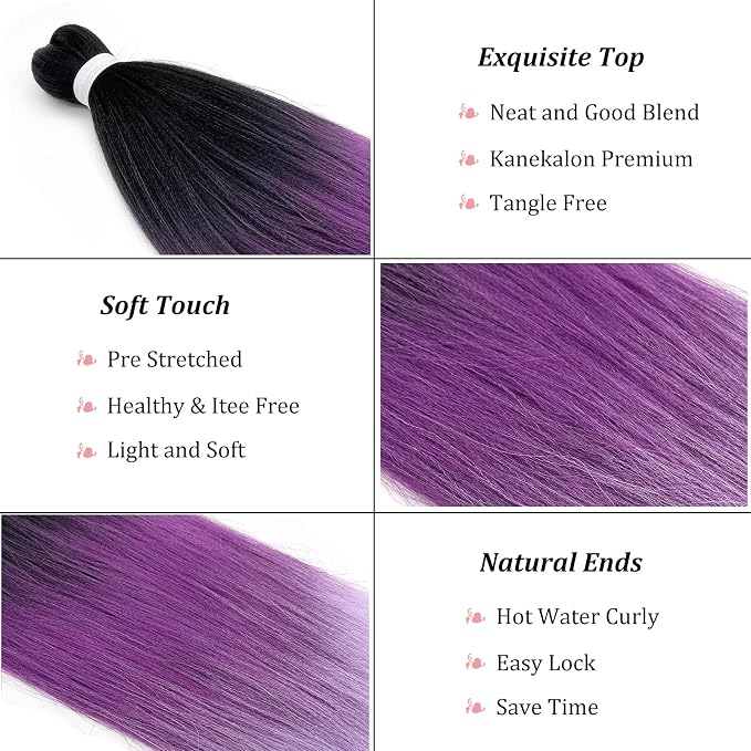 Purple Ombre Braiding Hair