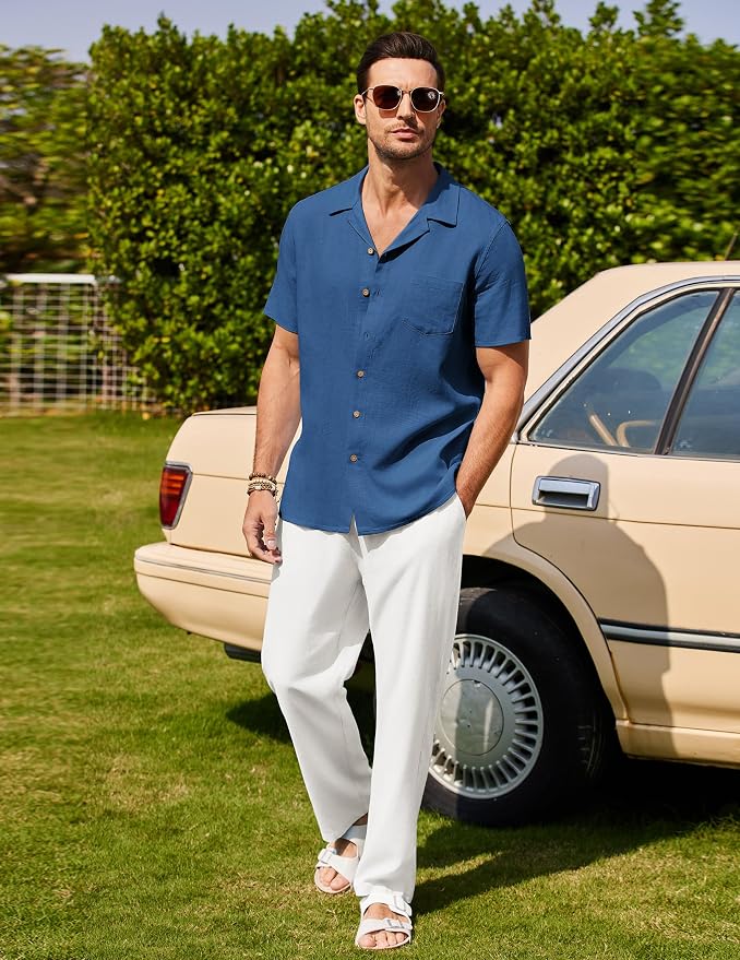 Navy Shirt/White Pants
