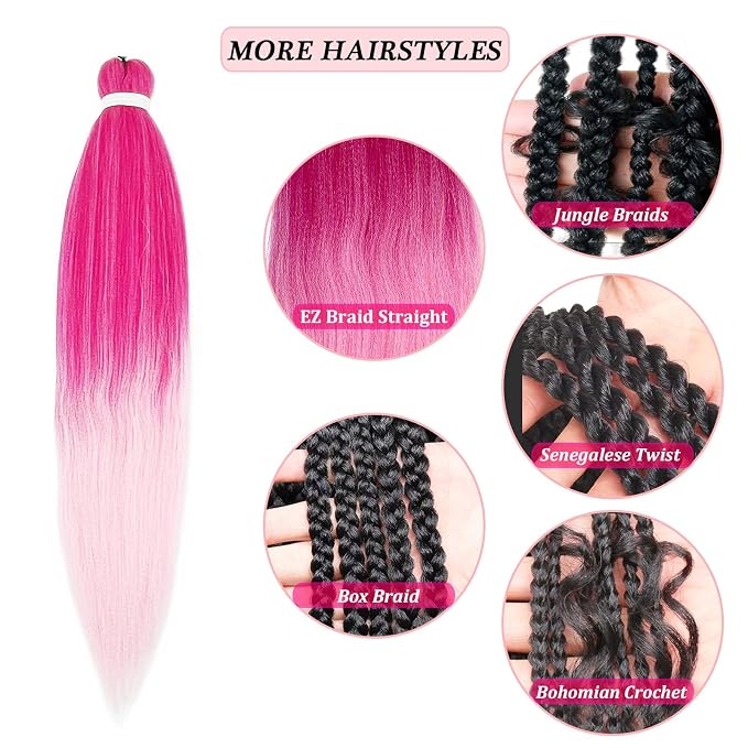 Mixed Pink Braiding Hair