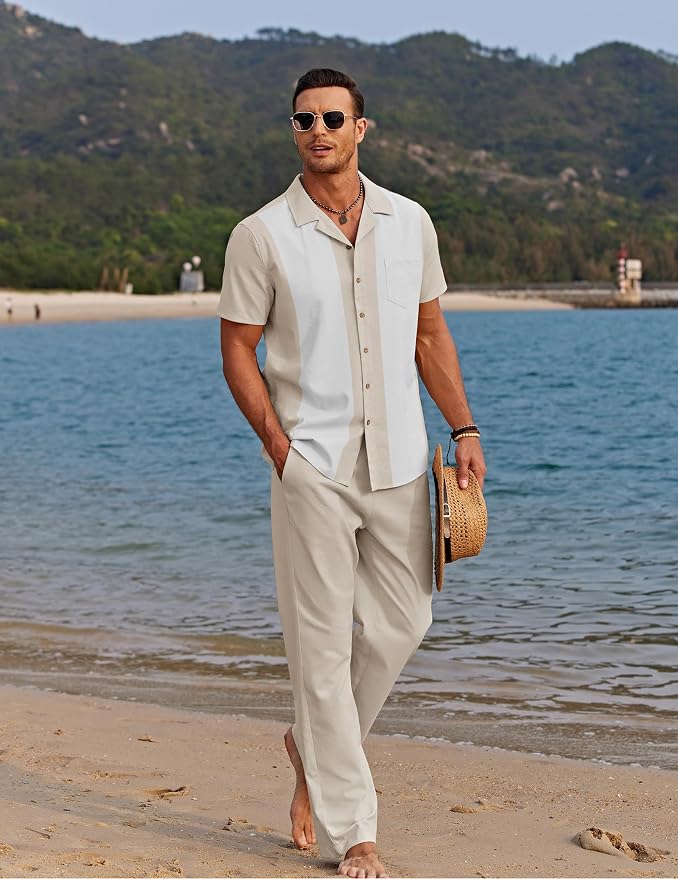 Khaki Patchwork White Shirt/Khaki Pants