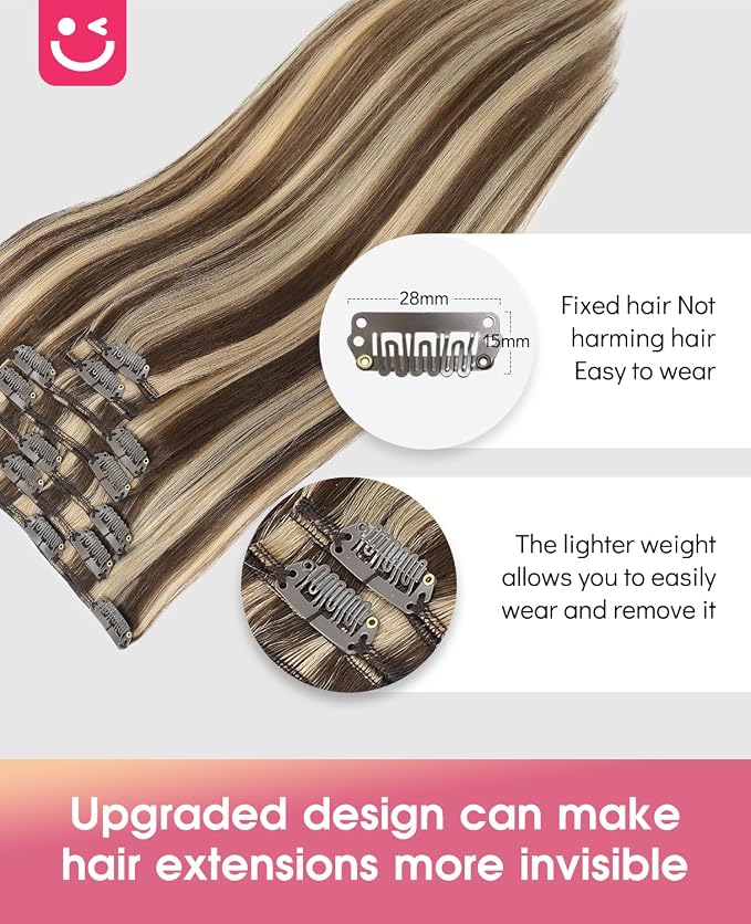 1-#4P27 Chocolate Brown Highlighted mixed Caramel Blonde