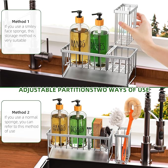 Silver Sponge Holder + Clear Bottle