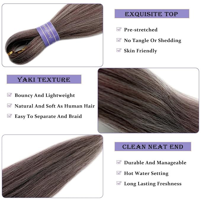 Mixed Bright Ash Brown Braiding Hair Pre Stretched