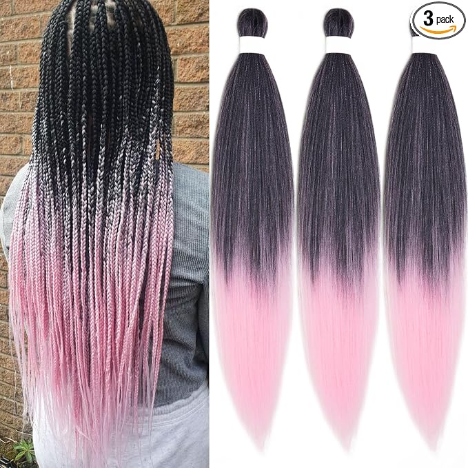 1B Pink Ombre Braiding Hair 3 Packs