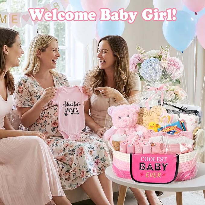 Bear Baby Gift Basket Pink