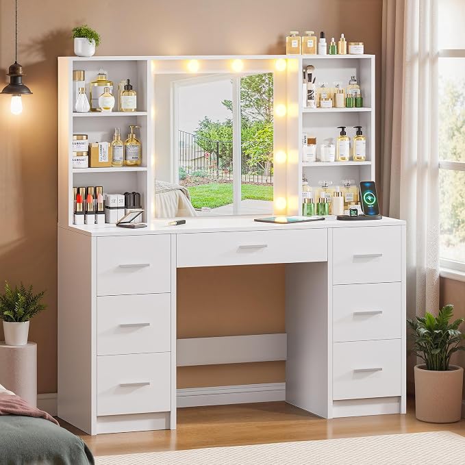 White With 7 Drawers & Shelves